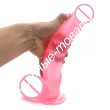 Ребристый розовый фаллоимитатор 30 см